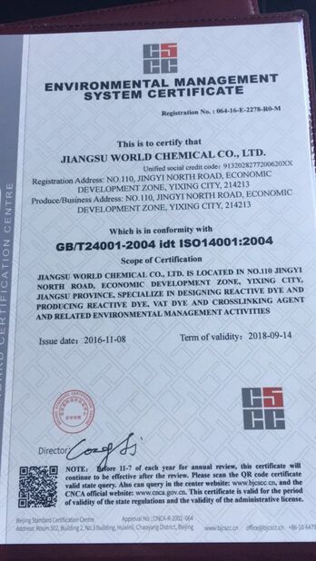china Jiangsu World Chemical Co., Ltd certification